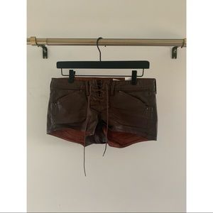 Brown leather shorts